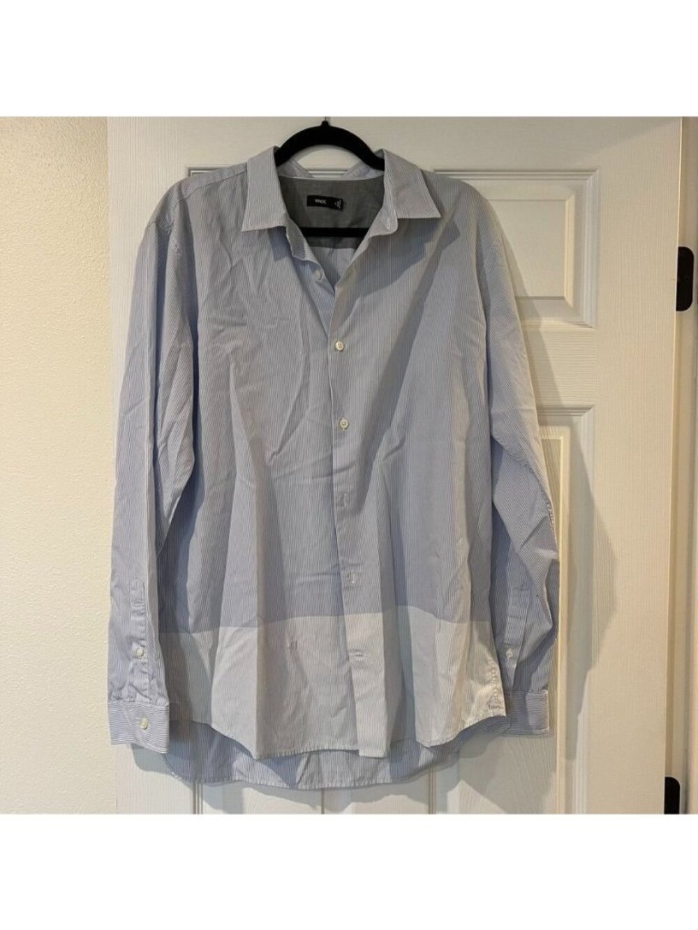 Vince Relaxed Cotton Striped Button Front Polo Long Sleeve Shirt Size XL